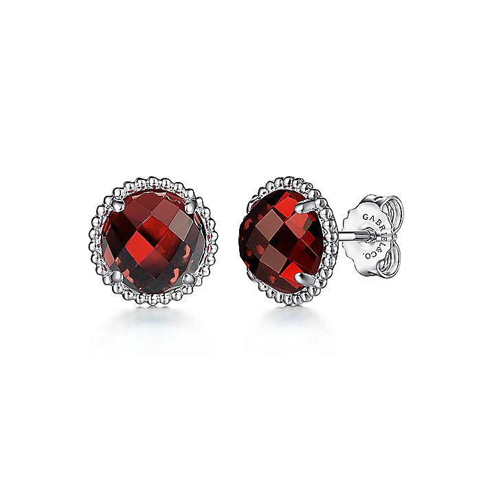 Gabriel & Co Sterling Silver Blue Topaz Stud Earrings With Bujukan Bead Frame