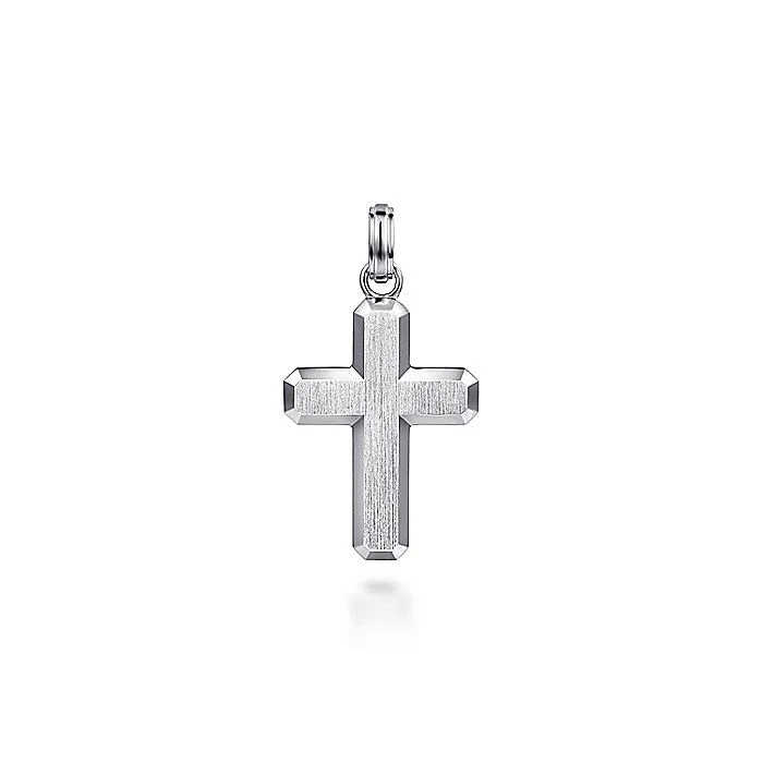 Gabriel & Co Sterling Silver Brushed Finish Cross Pendant
