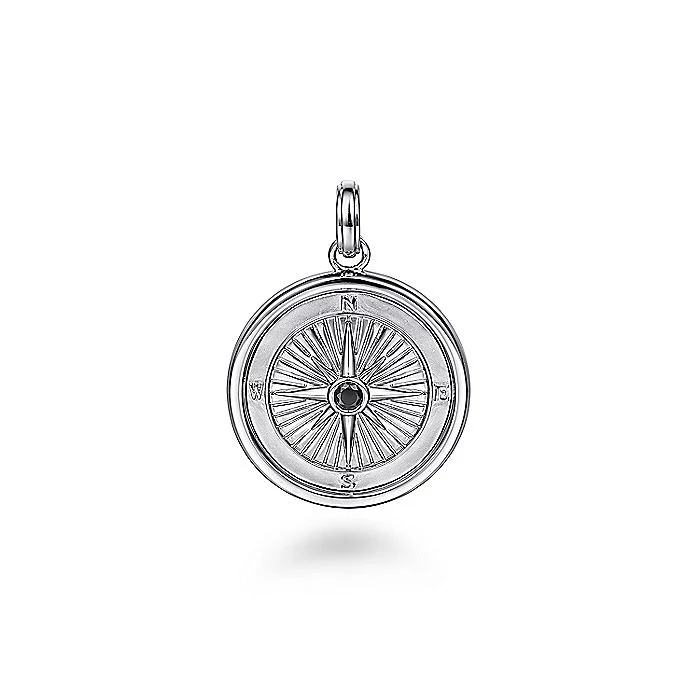Gabriel & Co Sterling Silver Compass Pendant with Black Spinel Stone