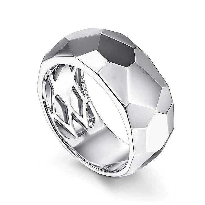 Gabriel & Co  Sterling Silver Faceted Band - Image 3