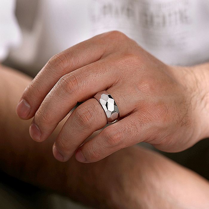 Gabriel & Co  Sterling Silver Faceted Band - Image 5