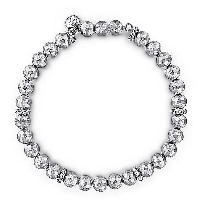 Gabriel & Co. Sterling Silver Faceted Bead 8 Inch Bracelet
