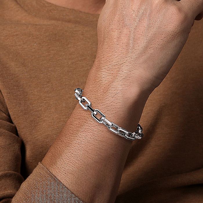 Gabriel & Co. Sterling Silver Faceted Chain Black Spinel Bracelet - Image 3
