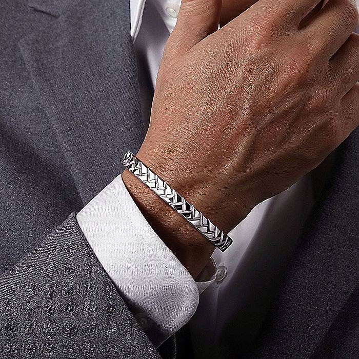 Gabriel & Co Sterling Silver Faceted Open Cuff Bracelet - Image 4