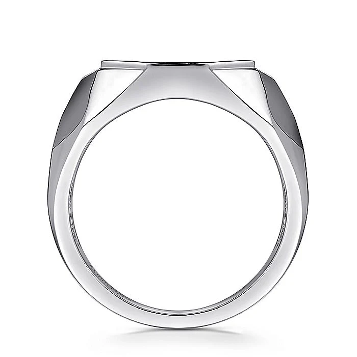 Gabriel & Co Sterling Silver Faceted Ring with Pavé Black Spinel - Image 2