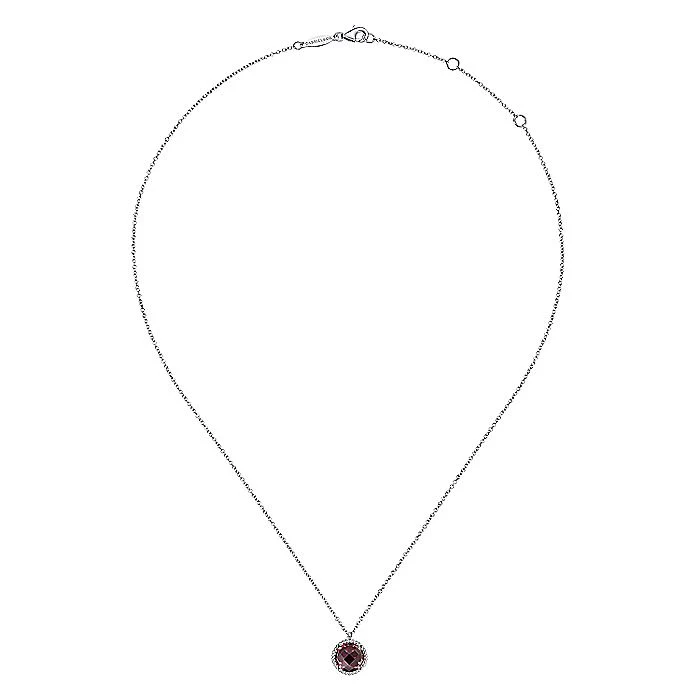 Gabriel & Co Sterling Silver Garnet Bujukan Frame Pendant Necklace - Image 2