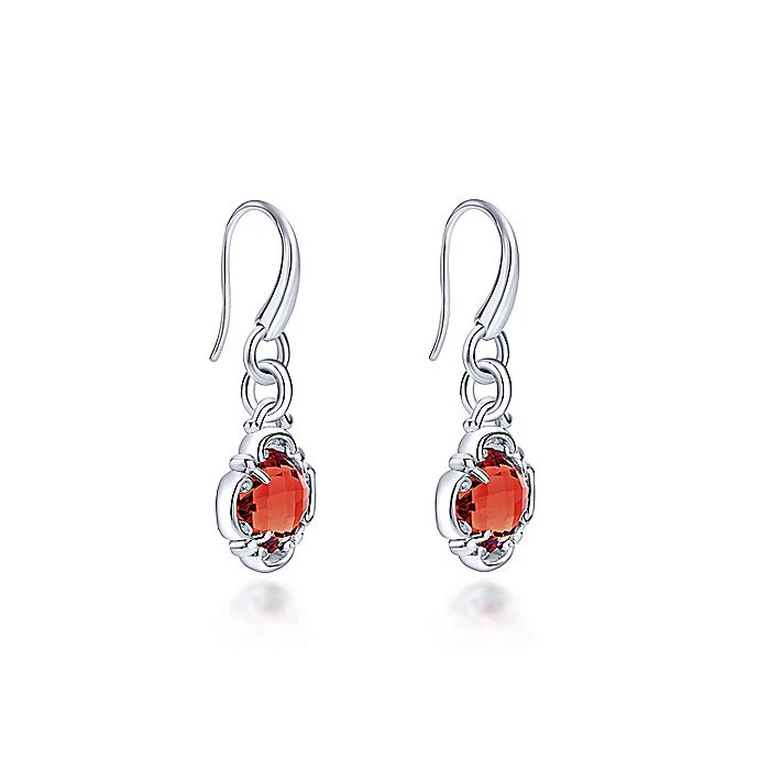 Gabriel & Co Sterling Silver Garnet Clover Drop Earrings - Image 2