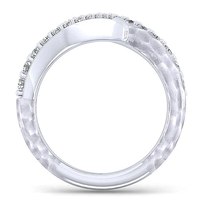 Gabriel & Co Sterling Silver Hammered White Sapphire Open Wrap Ring - Image 2