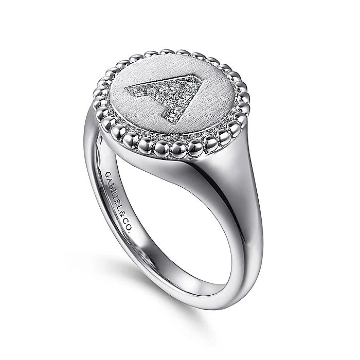 Gabriel & Co. Sterling Silver Initial A Signet Ring - Image 3