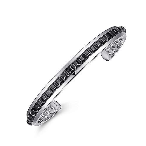 Gabriel & Co Sterling Silver Open Cuff Bracelet with Black Grommets - Image 2