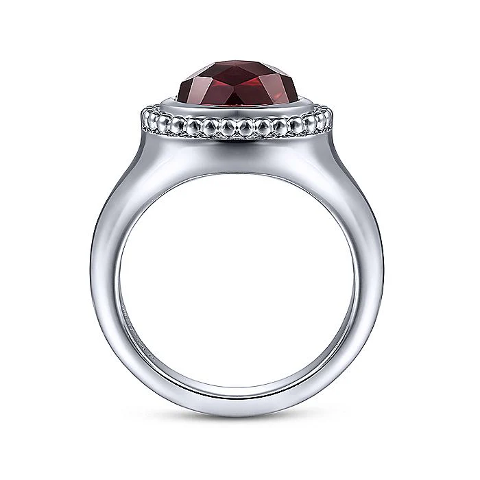 Gabriel & Co Sterling Silver Oval Garnet Bujukan Ring - Image 2