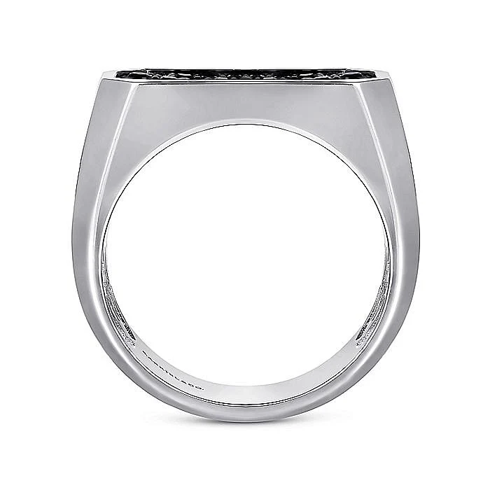 Gabriel & Co. Sterling Silver Rectangular Pavé Black Spinel Ring - Image 2
