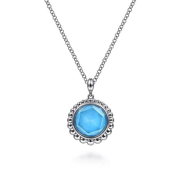 Gabriel & Co Sterling Silver Rock crystal and Turquoise Pendant Necklace
