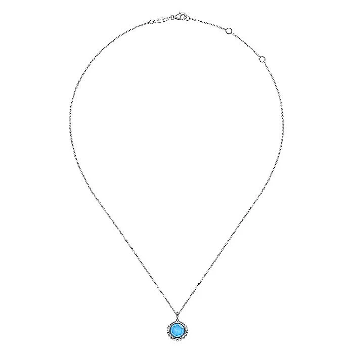 Gabriel & Co Sterling Silver Rock crystal and Turquoise Pendant Necklace - Image 2