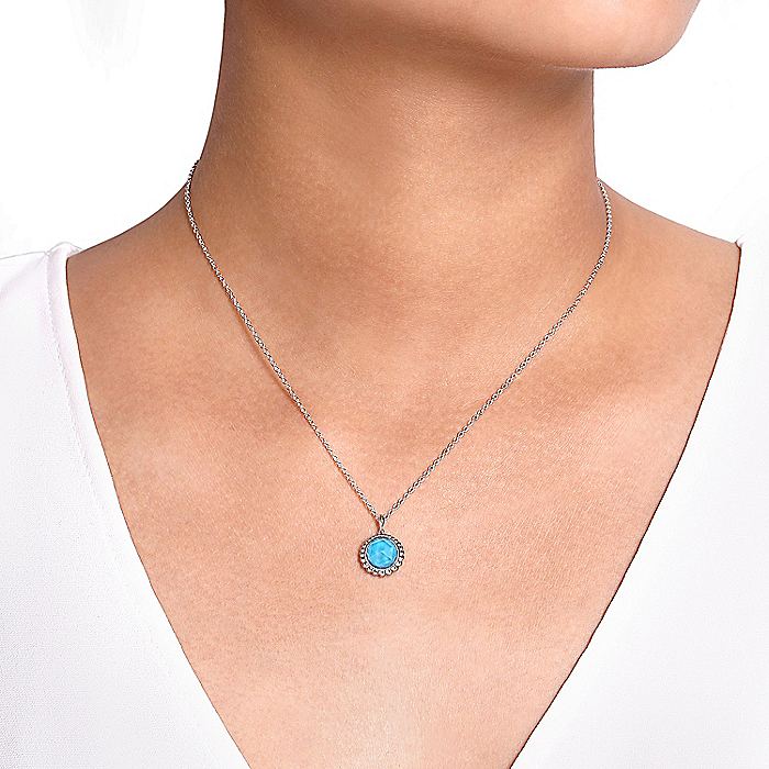 Gabriel & Co Sterling Silver Rock crystal and Turquoise Pendant Necklace - Image 3
