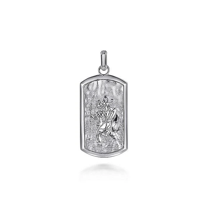 Gabriel & Co. Sterling Silver Saint Christopher Dog Tag Pendant