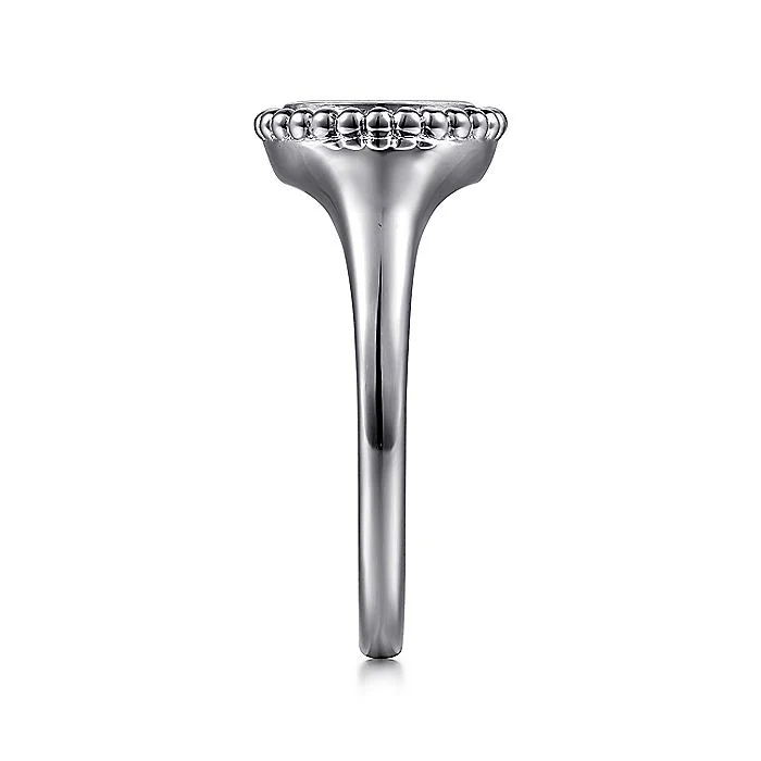 Gabriel & Co. Sterling Silver Signet Ring with Diamond Cross - Image 3