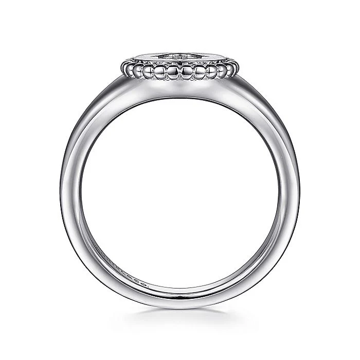 Gabriel & Co. Sterling Silver Signet Ring with Diamond Hamsah - Image 2