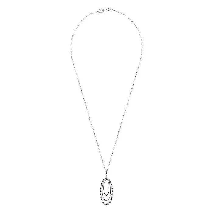 Gabriel & Co Sterling Silver Texture Oval Necklace - Image 2
