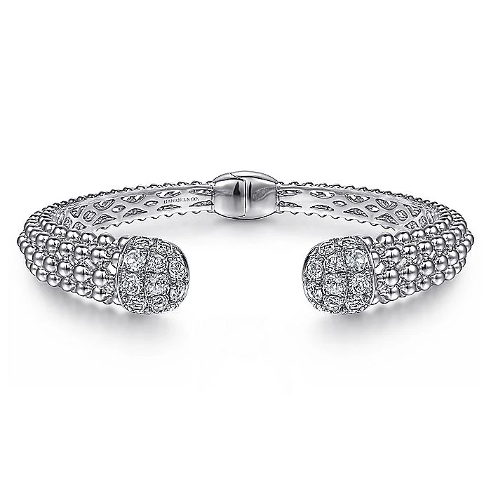 Gabriel & Co Sterling Silver White Sapphire Bujukan Bangle