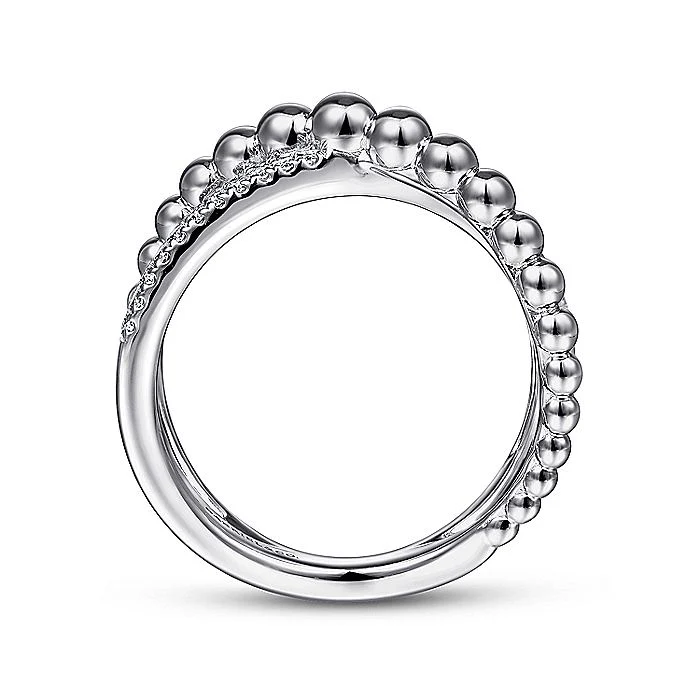 Gabriel & Co Sterling Silver White Sapphire Bujukan Criss Cross Ring - Image 2