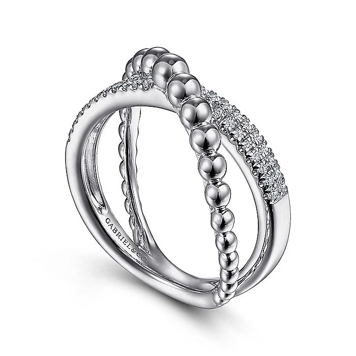 Gabriel & Co Sterling Silver White Sapphire Bujukan Criss Cross Ring - Image 3
