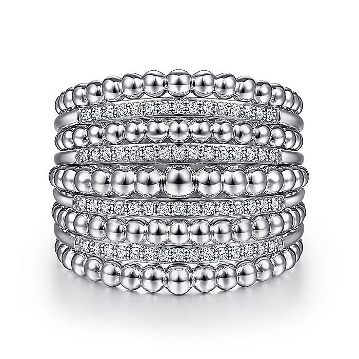 Gabriel & Co Sterling Silver White Sapphire Bujukan Ring