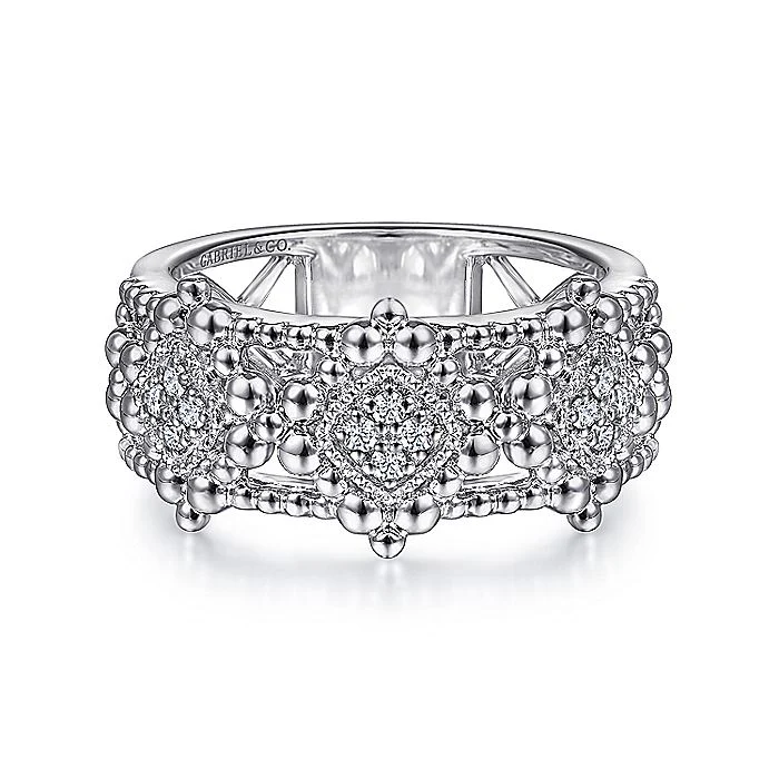 Gabriel & Co Sterling Silver White Sapphire Bujukan Ring