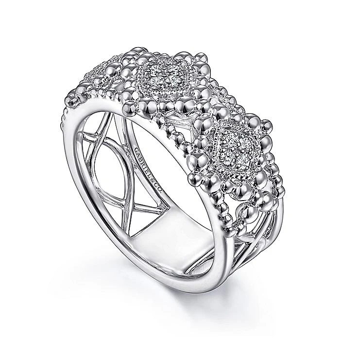 Gabriel & Co Sterling Silver White Sapphire Bujukan Ring - Image 3