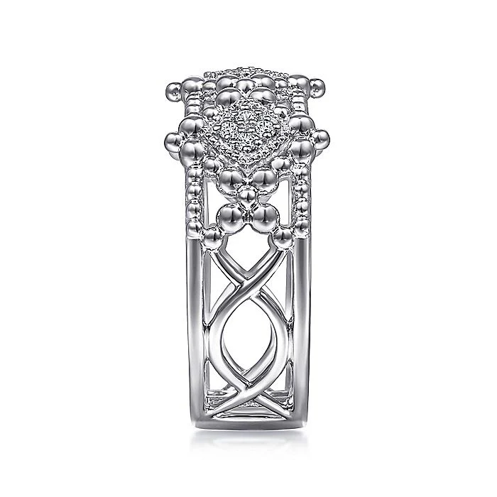 Gabriel & Co Sterling Silver White Sapphire Bujukan Ring - Image 4
