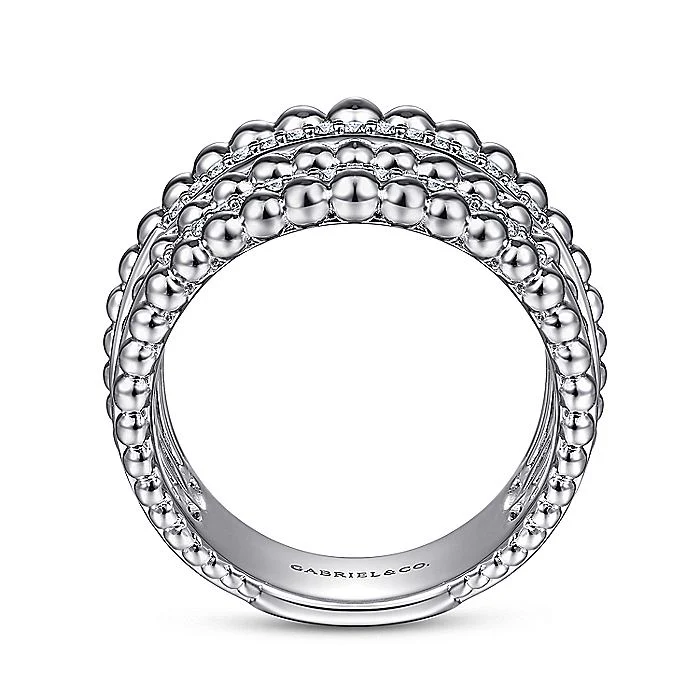 Gabriel & Co Sterling Silver White Sapphire Bujukan Ring - Image 2