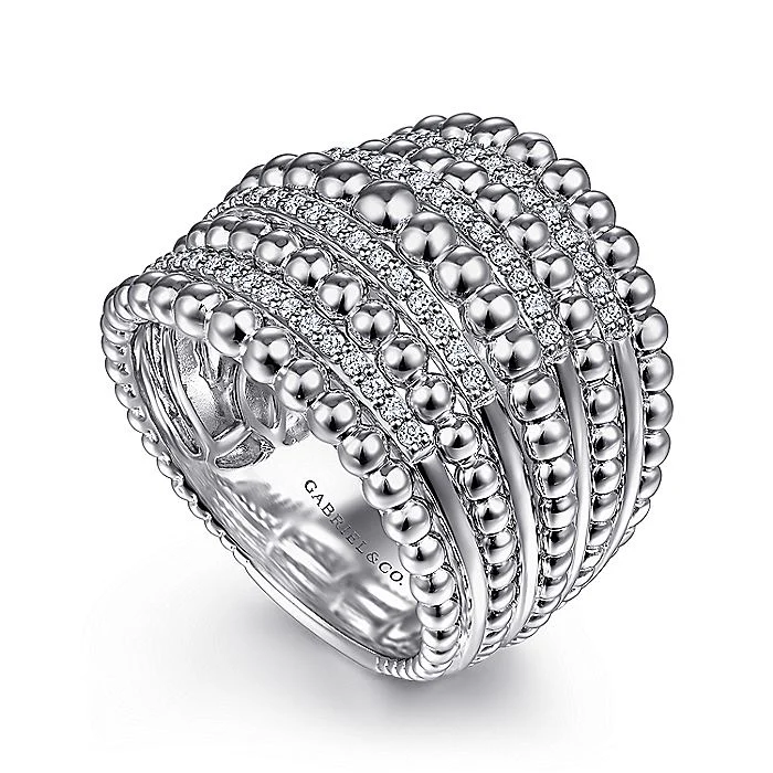 Gabriel & Co Sterling Silver White Sapphire Bujukan Ring - Image 3