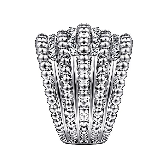 Gabriel & Co Sterling Silver White Sapphire Bujukan Ring - Image 4
