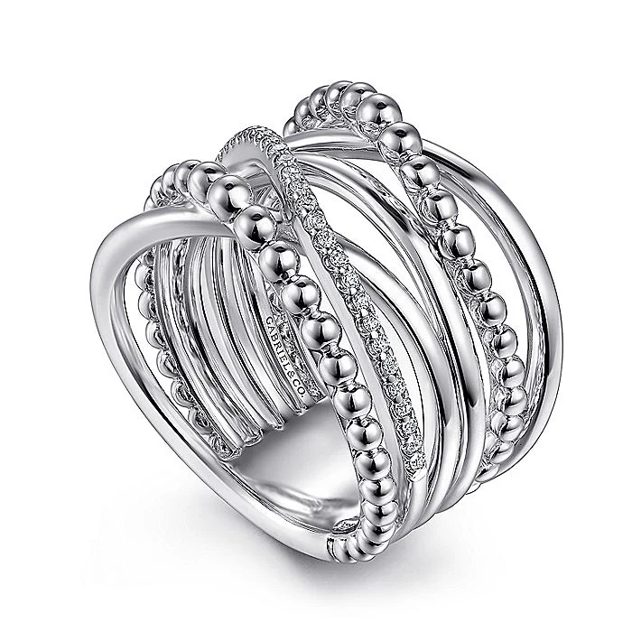 Gabriel & Co Sterling Silver White Sapphire Cris-Cross Ring - Image 3