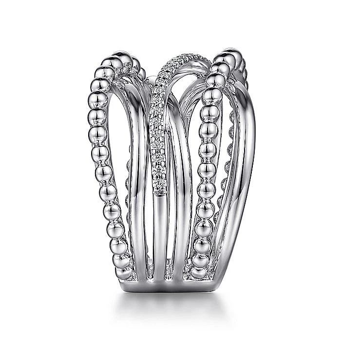 Gabriel & Co Sterling Silver White Sapphire Cris-Cross Ring - Image 4