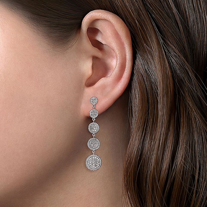 Gabriel & Co. Sterling Silver White Sapphire Long Bujukan Drop Earrings - Image 2