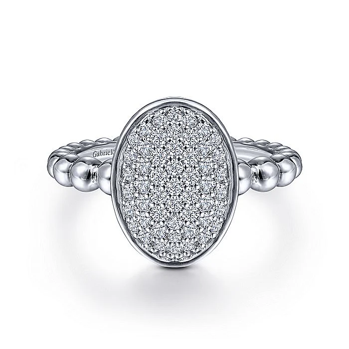 Gabriel & Co Sterling Silver White Sapphire Pavé Oval Ring