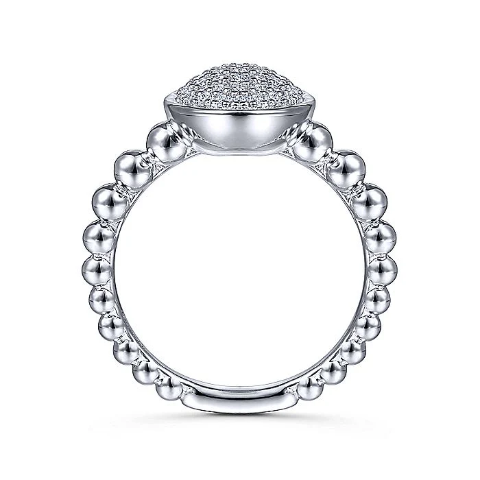Gabriel & Co Sterling Silver White Sapphire Pavé Oval Ring - Image 2