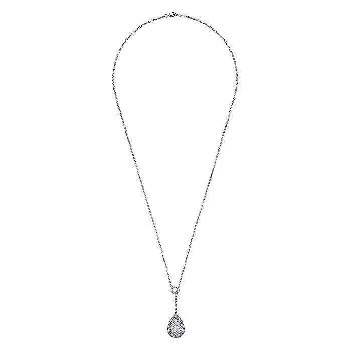 Gabriel & Co Sterling Silver White Sapphire Pave' Teardrop Necklace - Image 2