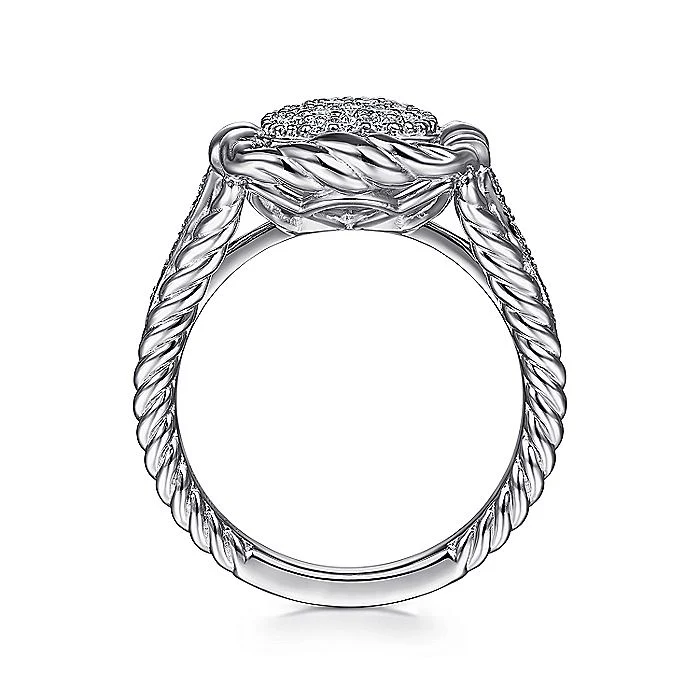 Gabriel & Co Sterling Silver White Sapphire Pavé Twisted Rope Framed Ring - Image 2