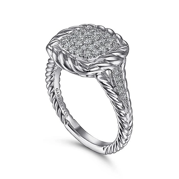 Gabriel & Co Sterling Silver White Sapphire Pavé Twisted Rope Framed Ring - Image 3