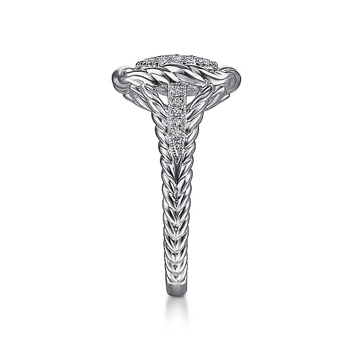 Gabriel & Co Sterling Silver White Sapphire Pavé Twisted Rope Framed Ring - Image 4