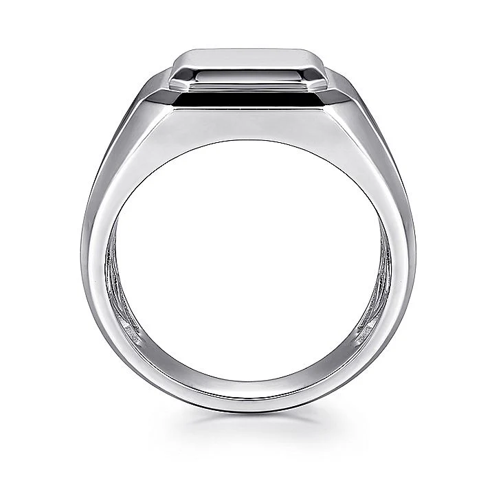 Gabriel & Co. Sterling Silver Wide Faceted Signet Ring - Image 2