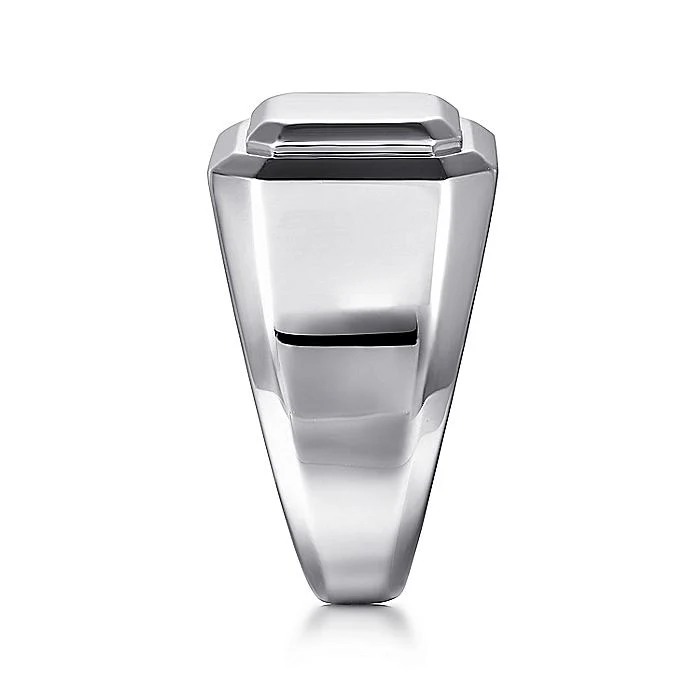 Gabriel & Co. Sterling Silver Wide Faceted Signet Ring - Image 4