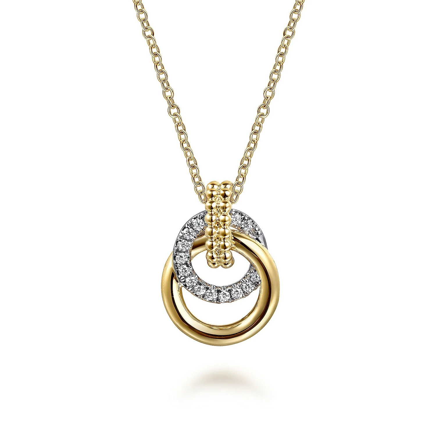 Gabriel & Co. White and Yellow Gold Diamond Pendant