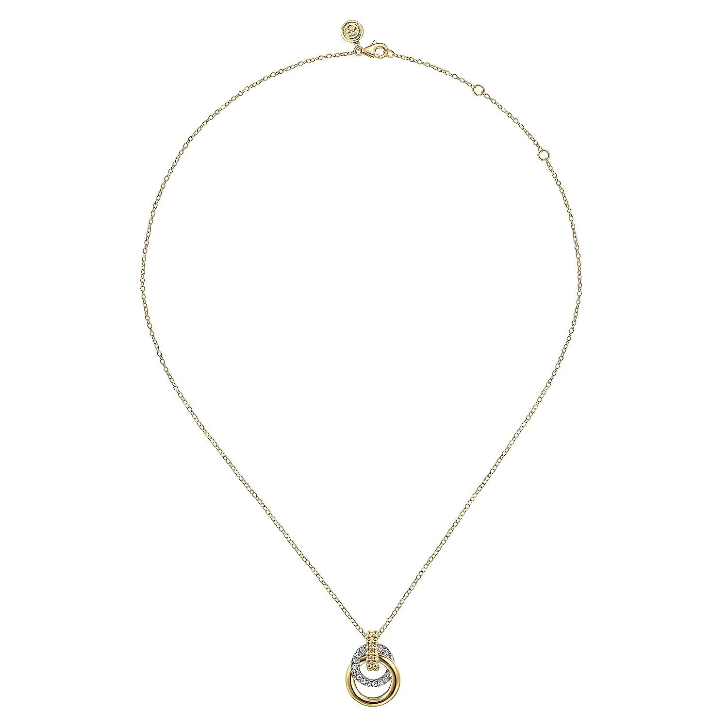 Gabriel & Co. White and Yellow Gold Diamond Pendant - Image 2