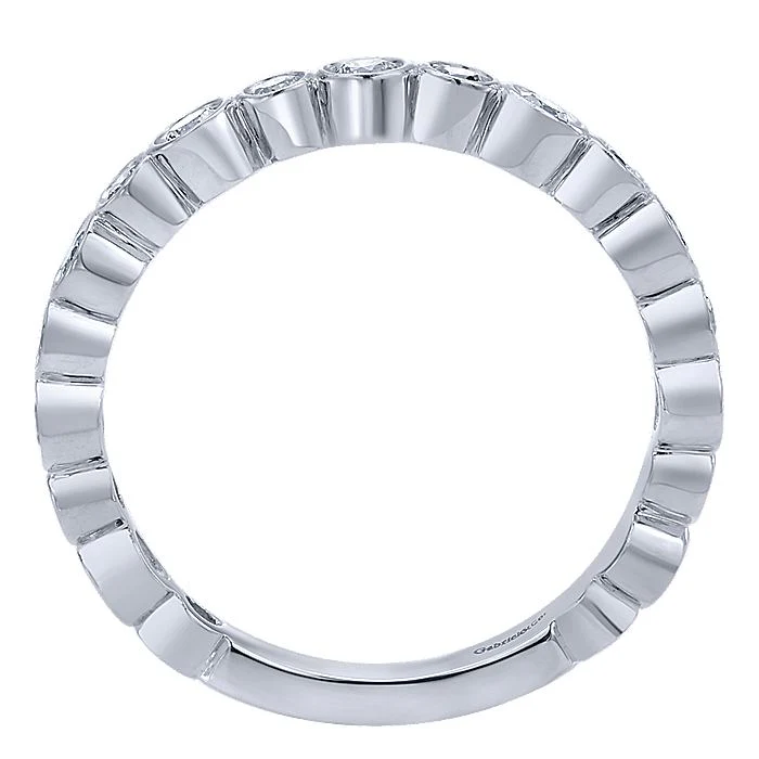 Gabriel & Co White Gold Alternating Bezel Set Stackable Diamond Band - Image 2