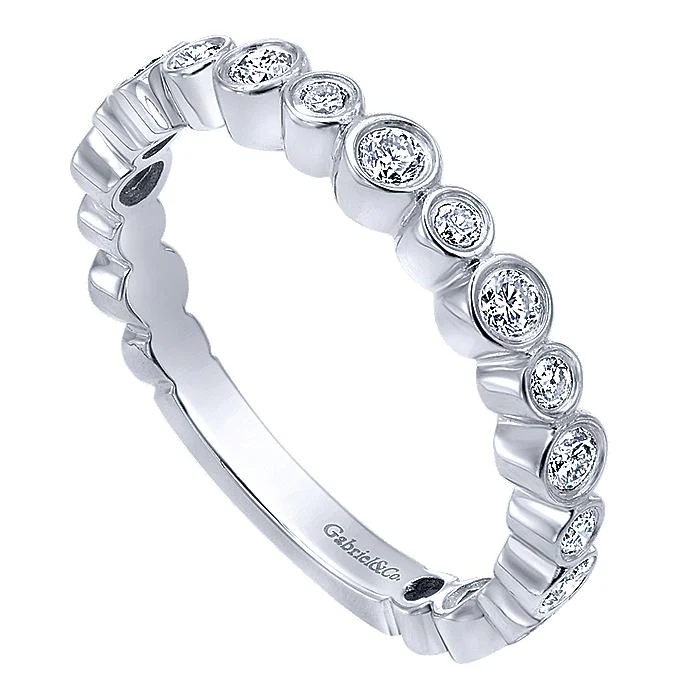 Gabriel & Co White Gold Alternating Bezel Set Stackable Diamond Band - Image 3