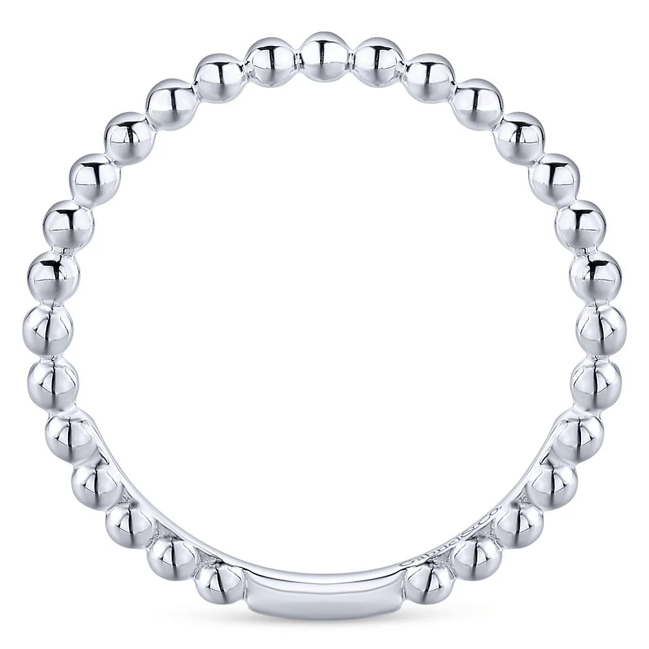 Gabriel & Co White Gold Bujukan Beaded Stackable Ring - Image 2