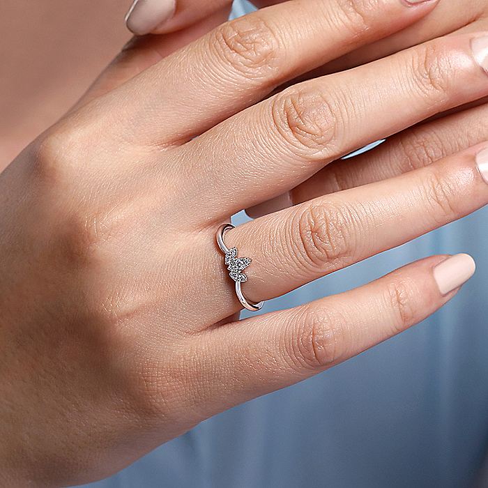 Gabriel & Co White Gold Curved Diamond Band - Image 5